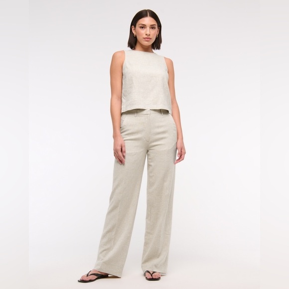 Abercrombie & Fitch Pants - Abercrombie & Fitch Linen-Blend Tailored Wide Leg Pant